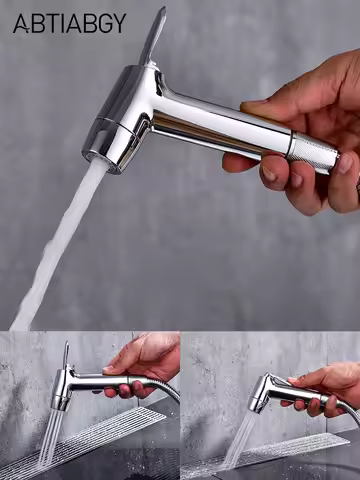 Toilet Bidet Spray Gun Double Water Way Sprayer Handheld Bathroom Shower Portable Bidet Faucets Trav