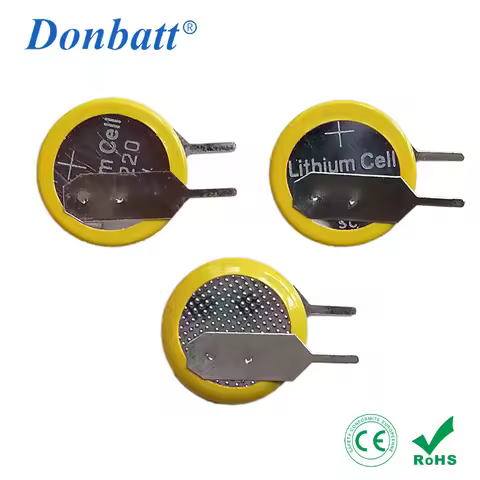 Welded Tabbed CR1220 Vertical Mount Trough Hole Type CR1220 3V Lithium Button Cell Battery With Pins