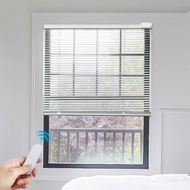 Motorized Blinds with Remote Control, Blackout Smart Blinds for Windows, Horizontal Window Electric Blinds Cordless【Solar Powered Blinds】 Custom Automatic Blinds White 36" Wx64 H