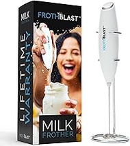 FrothBlast™ Milk Frother Handheld for Coffee Foam Maker, Electric Whisk Drink Mixer for Lattes, Cappuccino, Frappe, Matcha, Hot Chocolate (WHITE)