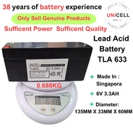 TLA 633 Battery Back Up Battery 6V 3.3AH Rechargeable Sealed Lead Acid  Battery Back up Battery CCTV