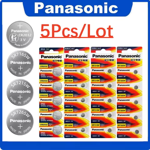 5Pcs Panasonic Original Battery SR716SW 315 SR721SW 362 SR726SW 397 CR2032 For Watch Calculator Cloc