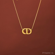 Titanium steel CD letter necklace for women, plated with 18K gold without fading