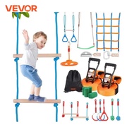 VEVOR 2x50/56/60/65FT Ninja Warrior Obstacle Course for Kids Weatherproof Slacklines 500lbs Weight O