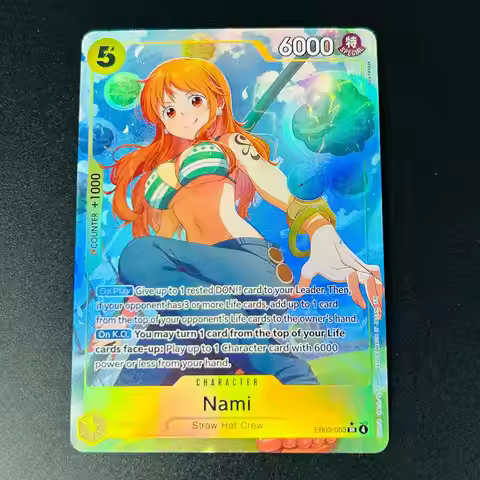 One Piece EN EB03-053 Nami SR DIY Holographic Textured Anime Collectible Trading Card