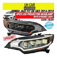 HONDA JAZZ FIT GK GK5 2014-2019 4PCS LED PROJECTOR HEADLAMP WITH DYNAMIC LIGHT (CLEAR+BLACK)