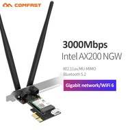 3000Mbps WiFi 6 PCI-E Bluetooth 5.2 Wireless Adapter Intel AX200 Chip BT 5.2 Pci Express Network Card Antenne CF-AX200 SE