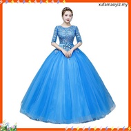 Blue Formal Party Banquet Maxi Dress Gaun Malam Pengantin Pakaian Wedding BallGown Emcee Dinner Even