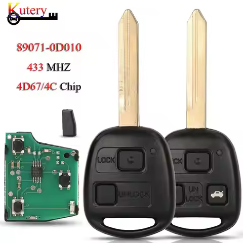 jingyuqin CE0165 Remote Car Key For Toyota Avensis Corolla Yaris 1998+ 2/3Buttons 433MHZ 4D67/4D70/4