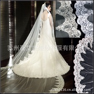 European and American Bride Wedding Train Veil High-end Main Veil Lace Veil Long Face-covering Embro