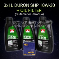 3x1L Petro-Canada Duron SHP 10W-30 10W30 Minyak Enjin Heavy Duty Engine Oil + Oil Filter