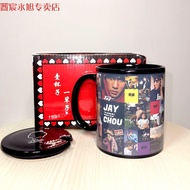 AT-🛫Jay Chou Water Cup Discoloration High-Looking Album Photo Color Changing Cup Mug with LidDIYCustom Ceramic CupjayPer