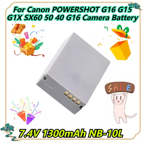 7.4V 1300mAh NB-10L For Canon POWERSHOT G16 G15 G1X SX60 50 40 G16 Camera Battery