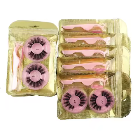 Wholesale Items Bulk Lots 4/100 Pairs Natural Long Faux Mink Lashes Private Logo Packaging False Eye