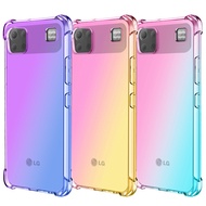 For LG K92 5G K52 K62 Q52 K42 Velvet K22 Plus V60 ThinQ Gradient Half Transparent Phone Case Ultra Rainbow Airbag Shockproof Cover LG Stylo 7 5G Funda