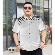 KEMEJA FortKlass JUAN Men's Shirt JUMBO Men's Short Sleeve Shirt Casual Men's Shirt - White, XXL whi