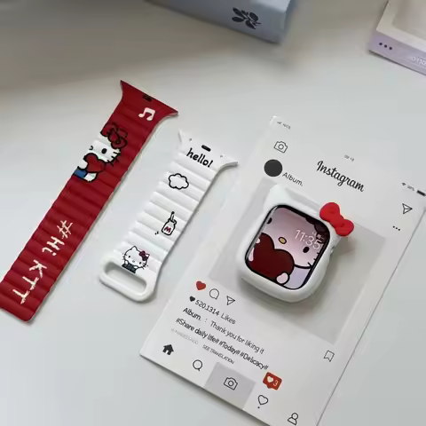 Anime Sanrio Hello Kitty Kuromi Cinnamoroll Magnetic Silicone Watch Band For iWatch S11 Ultra S10 S9