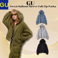 GU Sweat Balloon Sleeve Full Zip Parka Super Oversized Hoodie Casual Jacket Japan