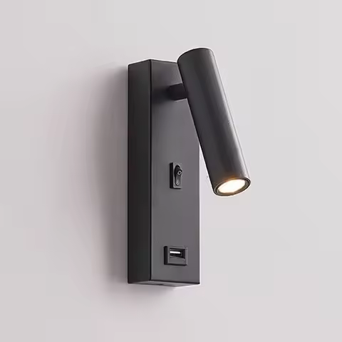 Modern Minimalist Hotel Bedroom Wall Lamp Bedside LED Reading Light with Rotary Switch Eye Protectio