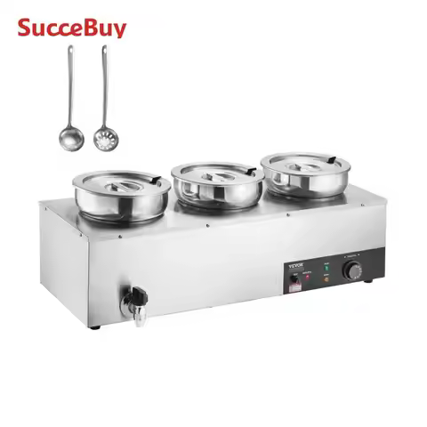 SucceBuy 3 4 5 7.4QT Electric Soup Warmer Large Size Commercial Stainless Steel Round Pot Adjustable