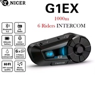 【Hot sales】✡TNICER G1Ex Motorcycle Bluetooth Headset Helmet Intercom 6-Riders Intercom Simultaneousl