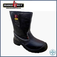 Hammer King's HK2 High Cut Slip On Black Anti Slip Safety Shoes Boots / Kasut Safety Kulit 15002