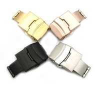 16mm 18mm 20mm 22mm 24mm  Stainless Steel Double Press Safety Folding Watch Buckle for Seiko for Citizen Clasp Accessories