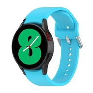 全城熱賣 - 適用於三星 Galaxy Watch 5 Pro 45mm 官方款硅膠銀色圓扣錶帶（天藍色）