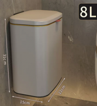 DDS - 不銹鋼壁掛式廚房洗手間帶蓋垃圾桶(槍灰)(尺寸:8L-22*15*31CM)#N164_016_340