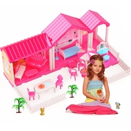 Dollhouse, Dream House Dollhouses Gifts for Girls, Doll House Playhouse Toys, 3 Rooms Doll Houses Do