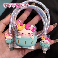 Cute Hello Kitty Soft Silicone Charger Case Charger Cover Cable Protector for iPhone 40W Charger