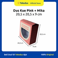 Cake Box Cookie Box/ size 20.5 x 20.5 x 9 cm Pink Color Ivory + WhiteCraft + Mica Material
