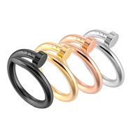 new fashion personality men's and women's party gift titanium steel nail ring trend ladies engagement wedding ring jewelry