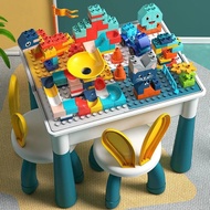 COD Puzzle Learning Desks Tables Multifunctional Building Block Table And Chair Suit With 2 Storage Box