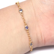 สร้อยข้อมือพลอยแท้ แทนซาไนต์(Tanzanite) หรือ บลูซอยไซต์ เงินแท้ 925 ชุบทอง18k