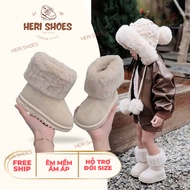 [Available - size exchange supported] Korean Style Fur Collar Boots for Girls - Warm Fur Boots, Anti