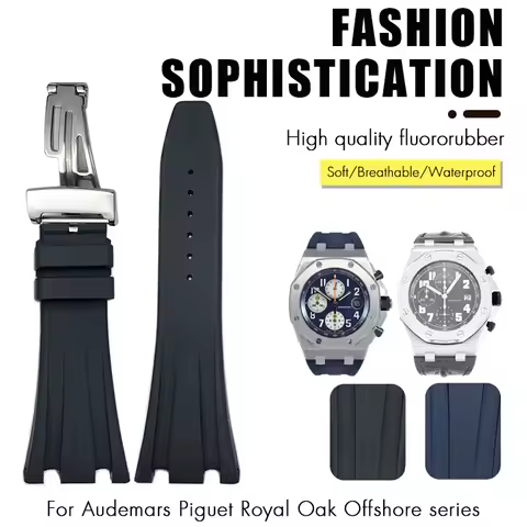 28mm High Quality FKM Fluororubber Soft Watchband for Audemars Piguet ROYAL OAK OFFSHORE Series Blac