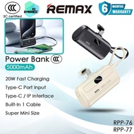 【3C Certified】Remax RPP-76 5000mAh Powerbank 20W Fast Charging Power Bank Remax RPP-77 Emergency Pow