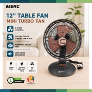 MERC 12" Table Fan Mini Turbo Fan 3 Alumimium Gold Fan Blade MR-TF30
