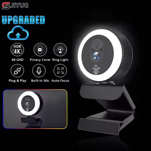 4k Webcam With Fill Light, 2k/1080p Autofocus USB Camera With Microphone, Rotatable Webcam For Strea