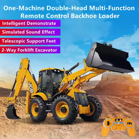 One-Machine Dual-Head MultiFunction RC Backhoe Loader Intelligent Demo Sound Effect Control Telescop
