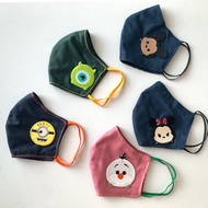 custom masker kain lucu patch tsum bayi anak dewasa - masker tsumbaby hitam