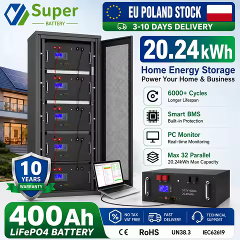 LiFePO4 48V 400Ah 20Kwh Battery 6500 Cycles 51.2V 100Ah 120Ah 150Ah 200Ah 300Ah 600Ah Lithium Solar 