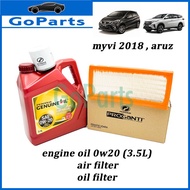 100% Original Perodua Air Filter + Oil Filter + Engine Oil 0W20 3.5L  Perodua Myvi D20N [2018~2022] 