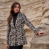Áo khoác Blazer Boxy họa tiết da báo cổ điển thời trang dành cho nữ
