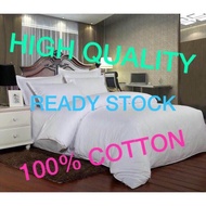 Cadar ♤ HOTEL "PROYU" 100% COTTON 7 IN 1 HOTEL STYLE SINGLE TONE HIGH QUALITY FITTED BEDSHEET WITH COMFORTER(QUEEN/KING)