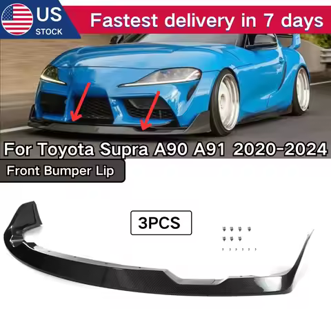 For Toyota Supra A90 A91 2020-2024 Front Bumper Lip 3PCS Cars Accessories Spoiler Splitter Glossy Bl