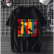 <mybhaju> WAKIKI HAWAII graphic baju perempuan women men cotton t-shirt lengan pendek laki 2xl/Plus 