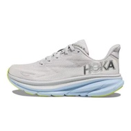 Original HOKA ONE ONE Clifton 9 Shock Absorption Men's and women's shoes Grey Light Blue Running shoes Size 36-45