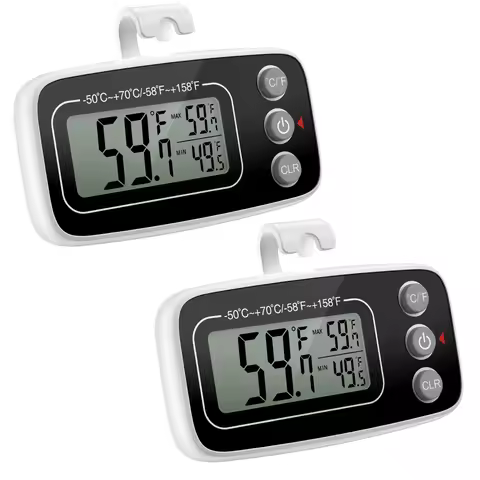 ORIA 2pcs Refrigerator Thermometer Digital Waterproof Fridge Freezer Room Thermometer Max/Min Record